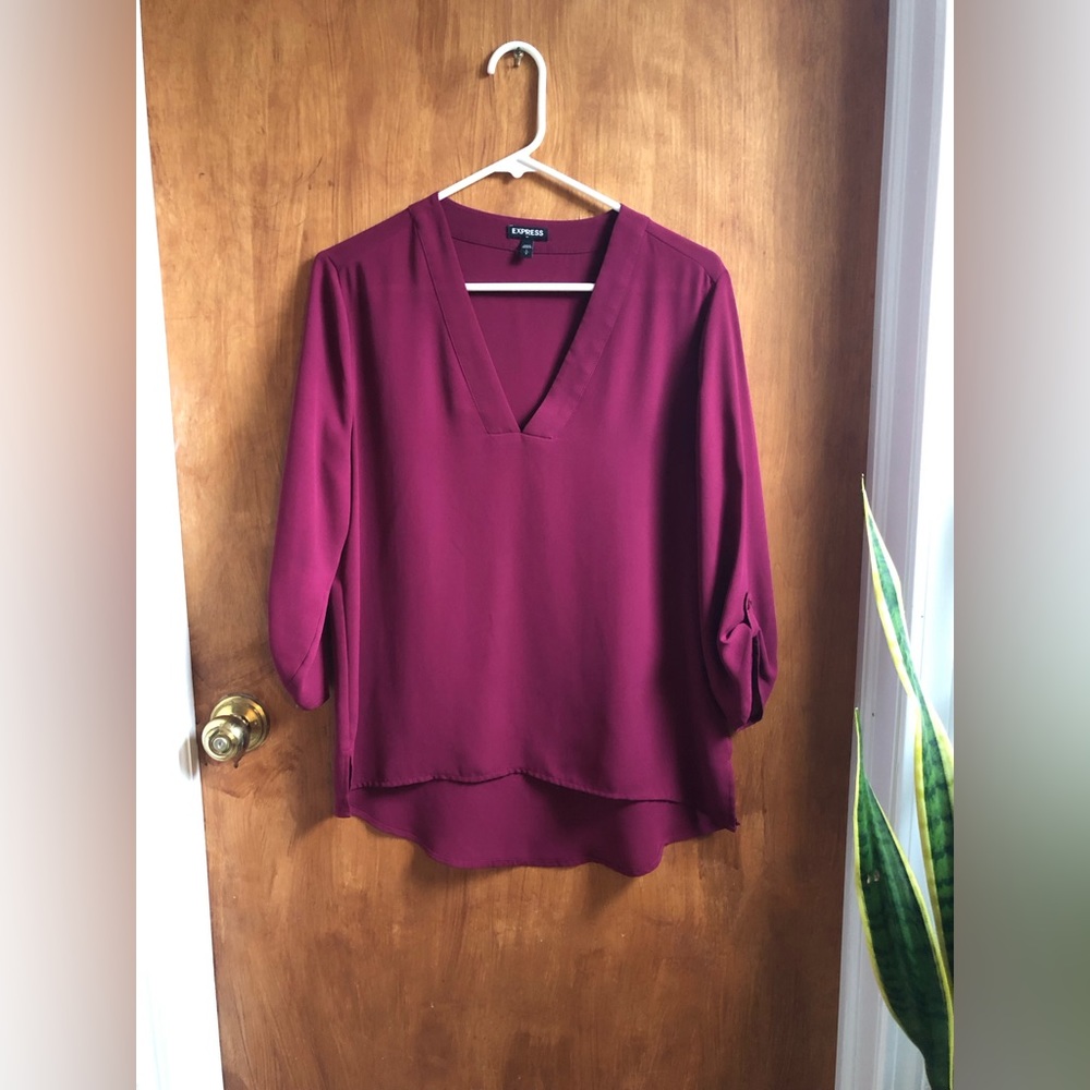 Express flowy burgundy top, size small